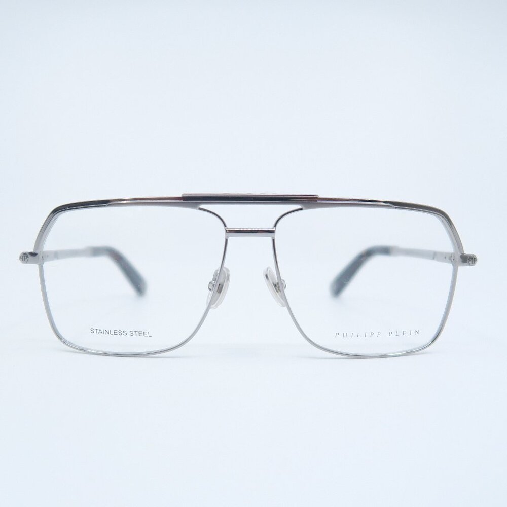 Philipp Plein PURE PLEIN VPP085 Col.OE56 Stainless Steel New Eyeglasses Frames.